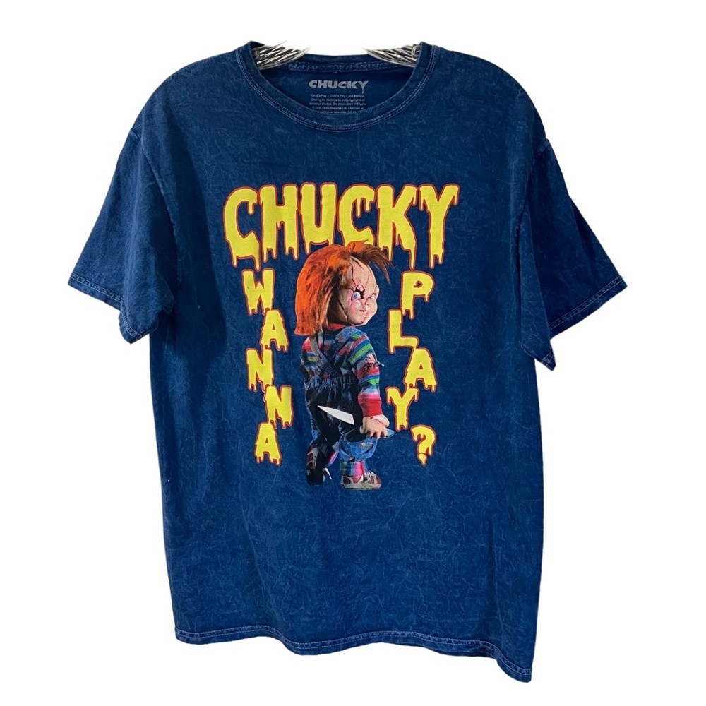 Chucky Wanna Play T-Shirt Childs Play Horror Movie Hip Hop Rap Tee Sz M